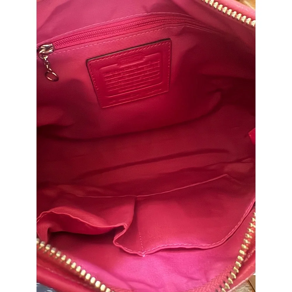 Coach Signature Canvas Pink Leather Buckle‎ Shoulder Bag Y2K Classic